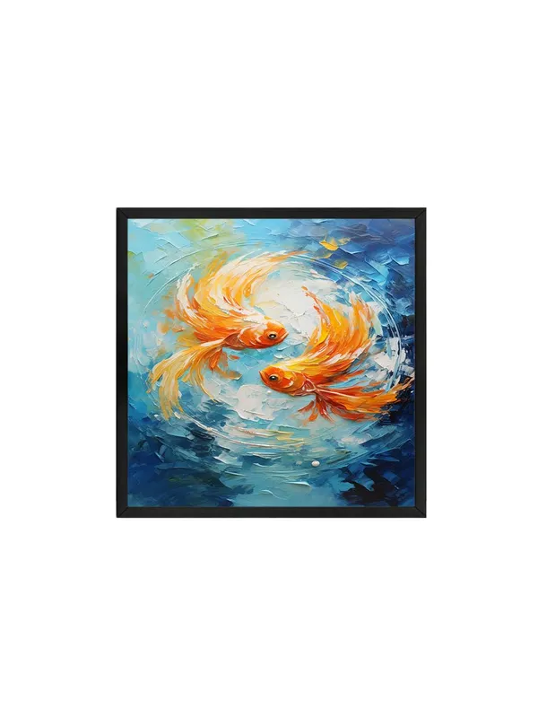 Box_Fiber_Frame_Canvas-Wrapped_Two_Goldfish_in_Water_Painting,_36X36_�_Zen_Art,_Vibrant_Colors,_Tranquil_Decor_for_Home_or_Office_(BLF36X360442)