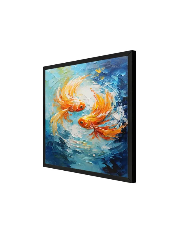 Box_Fiber_Frame_Canvas-Wrapped_Two_Goldfish_in_Water_Painting,_36X36_�_Zen_Art,_Vibrant_Colors,_Tranquil_Decor_for_Home_or_Office_(BLF36X360442)