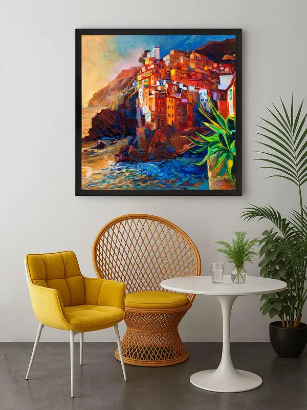 Box_Fiber_Frame_Seaside_Village_Canvas-Wrapped_Painting_24X24_-_Coastal_Landscape_Art_(BLF24X240462)