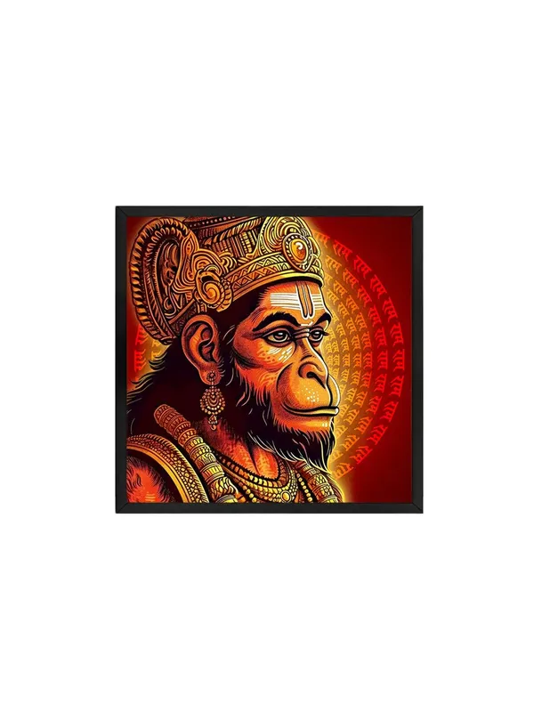 Box_Fiber_Frame_Vibrant_Hanuman_Portrait_Canvas_painting:_Traditional_Hindu_Deity_Artwork_with_Intricate_Details_and_Sacred_Mantras_for_Home_and_Temple_D�cor_(BLF36X360270)