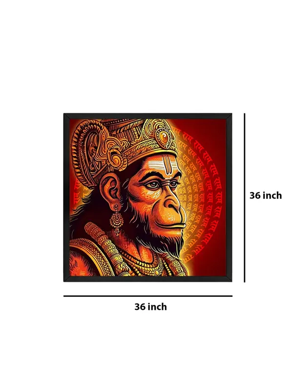 Box_Fiber_Frame_Vibrant_Hanuman_Portrait_Canvas_painting:_Traditional_Hindu_Deity_Artwork_with_Intricate_Details_and_Sacred_Mantras_for_Home_and_Temple_D�cor_(BLF36X360270)