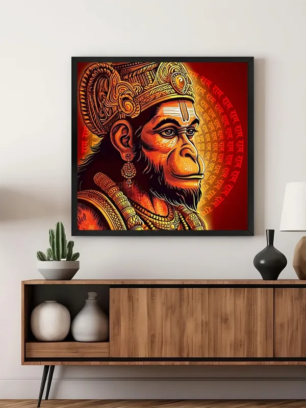 Box_Fiber_Frame_Vibrant_Hanuman_Portrait_Canvas_painting:_Traditional_Hindu_Deity_Artwork_with_Intricate_Details_and_Sacred_Mantras_for_Home_and_Temple_D�cor_(BLF36X360270)