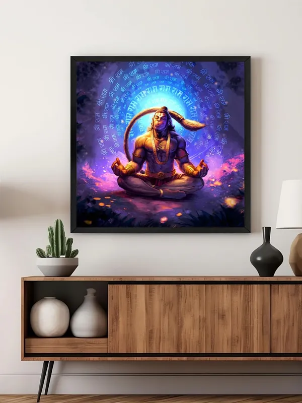 Box_Fiber_Frame_Hanuman_Meditating_in_Ice_Cave_Canvas_Painting:_Spiritual_and_Mystical_Art_of_Hanuman_in_Serenity_|_Unique_Canvas_Art_for_Meditation_Room_(BLF36X360268)