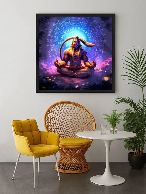 Box_Fiber_Frame_Hanuman_Meditating_in_Ice_Cave_Canvas_Painting:_Spiritual_and_Mystical_Art_of_Hanuman_in_Serenity_|_Unique_Canvas_Art_for_Meditation_Room_(BLF36X360268)