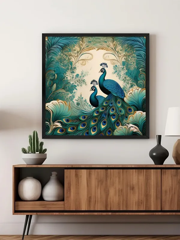 Box_Fiber_Frame_Ornamental_Majesty:_Peacocks_in_Flourishing_Foliage,_a_Vibrant_Nature-Inspired_Canvas_Painting_for_Elegant_Spaces_(BLF24X240298)