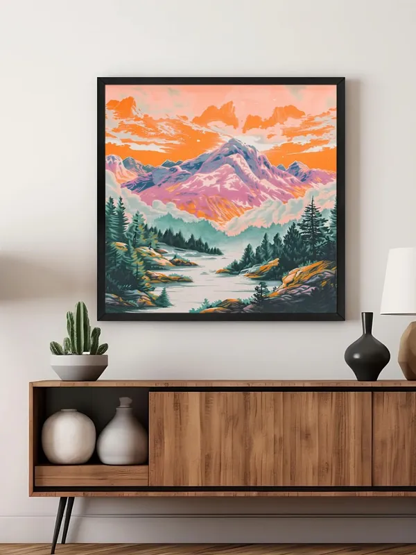 Box_Fiber_Frame_Vibrant_Mountain_Landscape_Canvas-Wrapped_Painting_24X24_-_Sunset_Hues_and_Alpine_Scenery_(BLF24X240373)