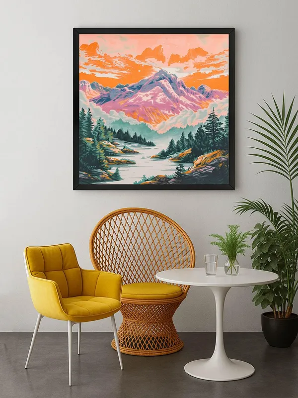 Box_Fiber_Frame_Vibrant_Mountain_Landscape_Canvas-Wrapped_Painting_24X24_-_Sunset_Hues_and_Alpine_Scenery_(BLF24X240373)