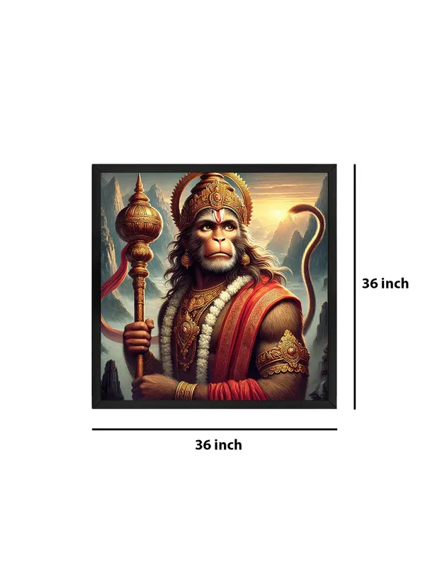 Box_Fiber_Frame_Canvas_Wrapped_Painting_of_Lord_Hanuman_with_Gada_-_Vedic_Inspired_Wall_Art_for_Meditation_Room_-36X36_Inches_(BLF36X360514)