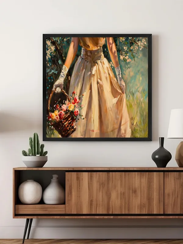 Box_Fiber_Frame_Vintage_Elegance_Lady_with_Basket_Canvas-Wrapped_Painting_-_24X24_|_Romantic_and_Timeless_Decor_(BLF24X240431)