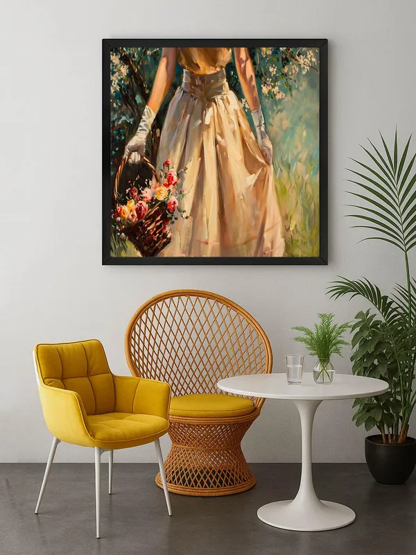 Box_Fiber_Frame_Vintage_Elegance_Lady_with_Basket_Canvas-Wrapped_Painting_-_24X24_|_Romantic_and_Timeless_Decor_(BLF24X240431)