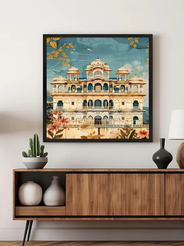 Box_Fiber_Frame_Featuring_a_beautifully_detailed_traditional_Indian_Haveli,_showcasing_the_rich_architectural_heritage_indian_art_painting_(BLF36X360197)