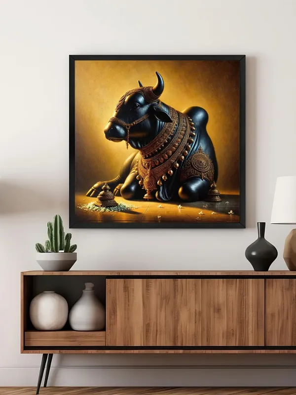 Box_Fiber_Frame_Canvas_Wrapped_Painting_of_Sacred_Nandi_Bull_-_Traditional_Spiritual_Decor_for_Homes_-_24X24_Inches_(BLF24X240551)