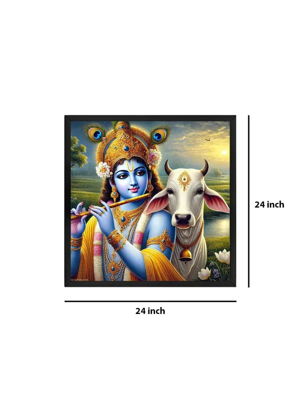 Box_Fiber_Frame_Canvas_Wrapped_Painting_of_Krishna_with_Cow_in_Rural_Scenery_-_Traditional_Indian_Decor_for_Home_-24X24_Inches_(BLF24X240513)