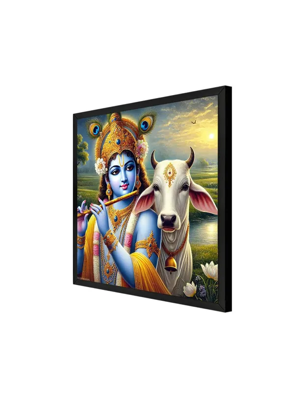 Box_Fiber_Frame_Canvas_Wrapped_Painting_of_Krishna_with_Cow_in_Rural_Scenery_-_Traditional_Indian_Decor_for_Home_-24X24_Inches_(BLF24X240513)