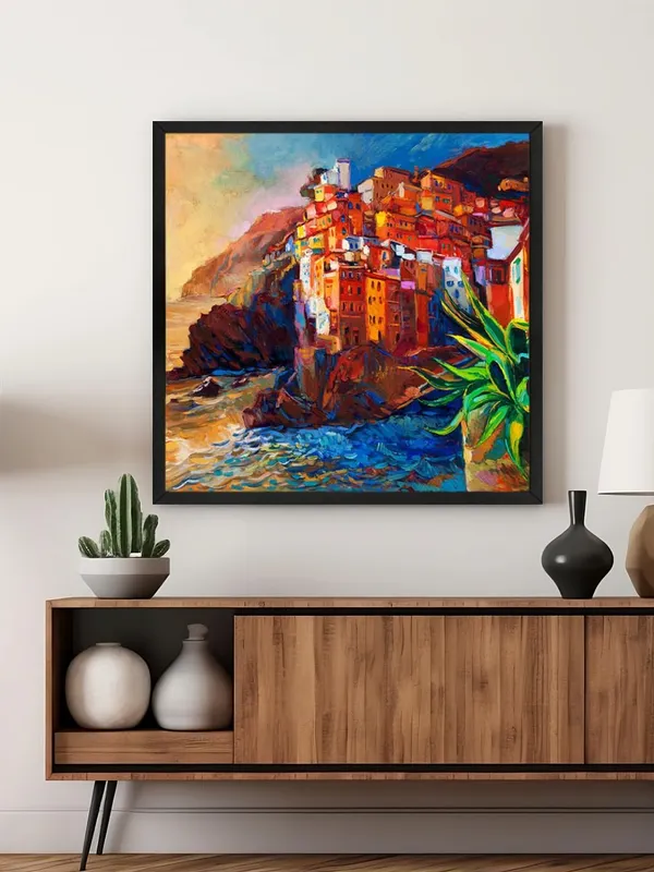 Box_Fiber_Frame_Seaside_Village_Canvas-Wrapped_Painting_36X36_-_Coastal_Landscape_Art_(BLF36X360462)