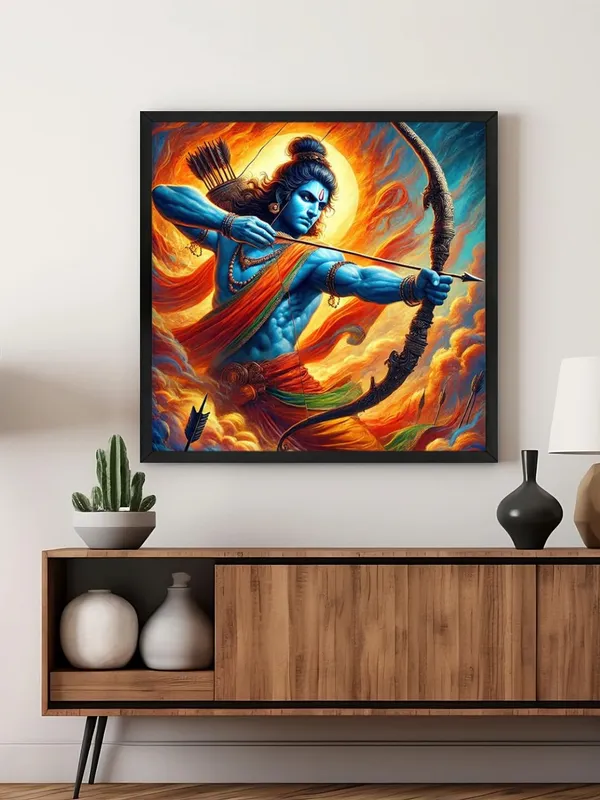 Box_Fiber_Frame_Lord_Rama_Warrior_Canvas_Painting_:_Dynamic_Artwork_of_Ramayana�s_Hero_with_Bow_and_Arrow_for_Spiritual_and_Inspirational_Wall_D�cor_(BLF36X360286)