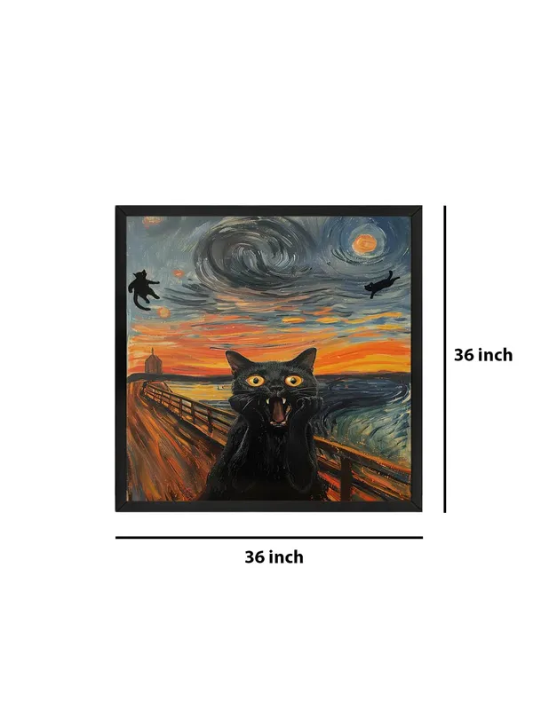 Box_Fiber_Frame_Scream_Cat_Canvas-Wrapped_Painting,_36X36_-_Playful_and_Whimsical_Art_for_Cat_Lovers_(BLF36X360413)