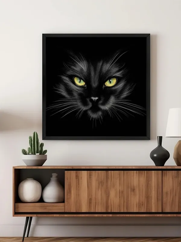 Box_Fiber_Frame_Mysterious_Black_Cat_Canvas-Wrapped_Painting_36X36_-_Enigmatic_Feline_Eyes_(BLF36X360349)