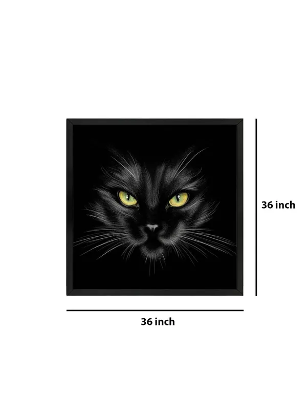 Box_Fiber_Frame_Mysterious_Black_Cat_Canvas-Wrapped_Painting_36X36_-_Enigmatic_Feline_Eyes_(BLF36X360349)