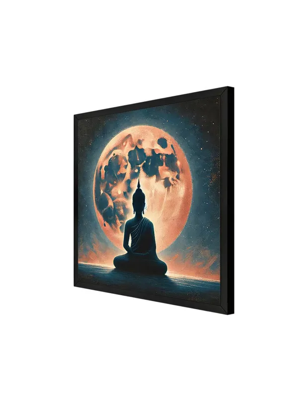 Box_Fiber_Frame_Buddha_Silhouette_against_Moonlight_Canvas-Wrapped_Painting,_�_Zen_Wall_Art_36X36_Inches_(BLF36X360524)