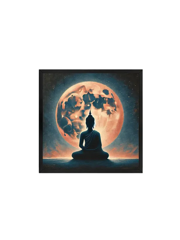 Box_Fiber_Frame_Buddha_Silhouette_against_Moonlight_Canvas-Wrapped_Painting,_�_Zen_Wall_Art_36X36_Inches_(BLF36X360524)