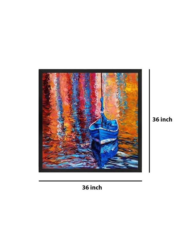 Box_Fiber_Frame_Blue_Boat_Reflections_Canvas-Wrapped_Painting,_Brighten_Up_Any_Room_(BLF36X360311)