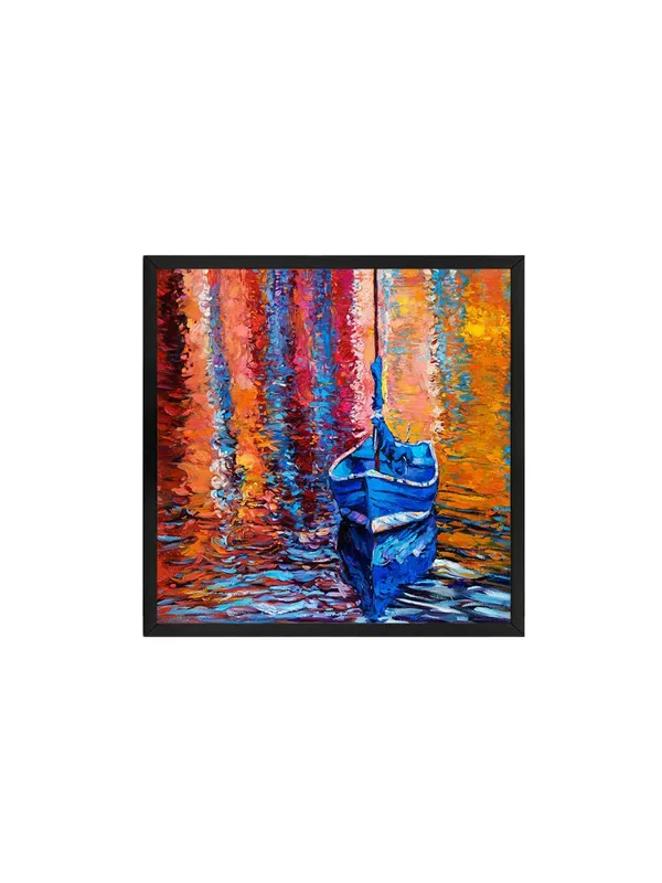 Box_Fiber_Frame_Blue_Boat_Reflections_Canvas-Wrapped_Painting,_Brighten_Up_Any_Room_(BLF36X360311)