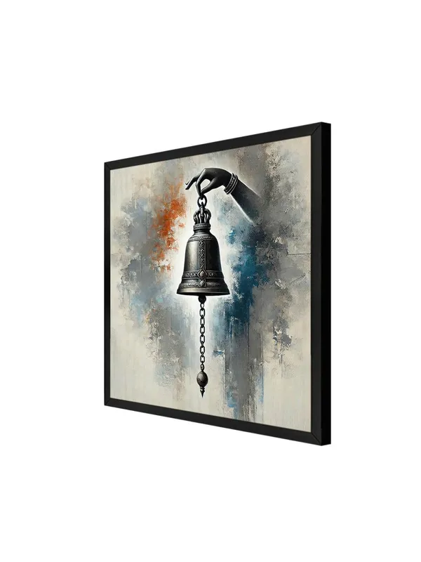 Box_Fiber_Frame_Sacred_Bell_Held_by_a_Divine_Hand_-_Canvas_Painting_|_Hindu_Temple_Art,_Spiritual_Wall_Decor,_Religious_Symbolism_Painting_(BLF36X360242)