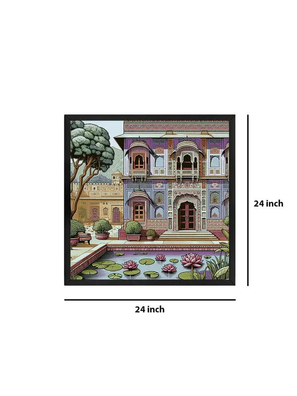 Box_Fiber_Frame_Traditional_Indian_Palace_Art_Print_-_Ornate_Architecture_with_Lotus_Pond_and_Vibrant_Colors_for_Elegant_Home_Decor_(BLF24X240159)