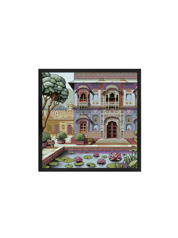 Box_Fiber_Frame_Traditional_Indian_Palace_Art_Print_-_Ornate_Architecture_with_Lotus_Pond_and_Vibrant_Colors_for_Elegant_Home_Decor_(BLF24X240159)