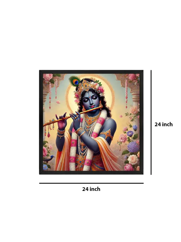 Box_Fiber_Frame_Romantic_Krishna_Canvas_Painting_with_Flowers_-_Elegant_Spiritual_Art_for_Living_Room_Decor_24X24_Inches_(BLF24X240537)
