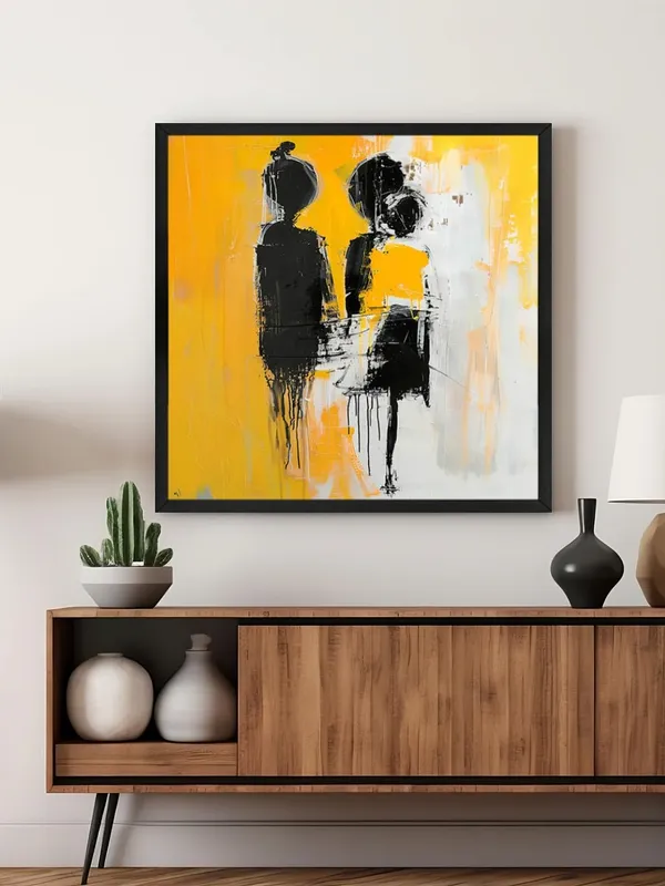 Box_Fiber_Frame_Silhouettes_in_Yellow_Canvas-Wrapped_Painting_24X24_-_Contemporary_Art_with_Contrasting_Figures_(BLF24X240381)