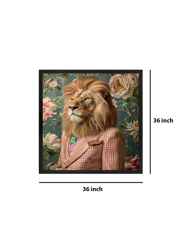 Box_Fiber_Frame_Lion_in_Checkered_Suit_Canvas-Wrapped_Painting_36X36_-_Unique_Animal_Art_Decor_(BLF36X360331)