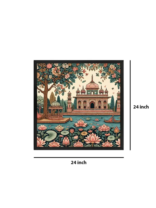Box_Fiber_Frame_The_Lotus_Garden_Pavilion_emphasizes_the_lotus_flowers_and_the_beautiful_pavilion_at_the_center_of_the_scene_lotus_flower_painting_(BLF24X240209)