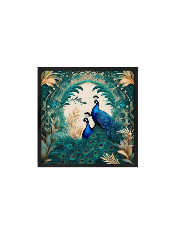 Box_Fiber_Frame_Floral_Serenity:_Twin_Peacocks_in_Verdant_Foliage,_a_Botanical-Inspired_Canvas_Painting_for_Elegant_Home_D�cor_(BLF36X360300)