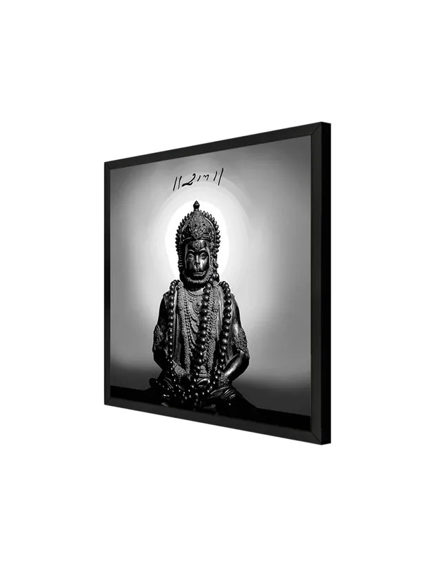 Box_Fiber_Frame_Black_and_White_Hanuman_Statue_with_Sanskrit_Inscription_-_Canvas_Painting_|_Minimalist_Spiritual_Art,_Hindu_God_Decor,_Monochrome_Religious_Painting_(BLF24X240260)