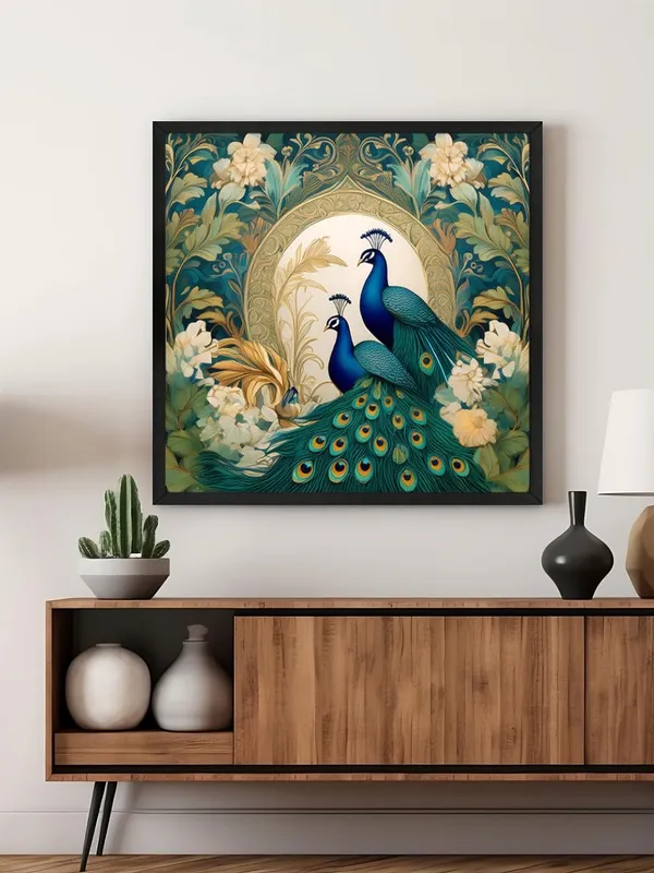 Box_Fiber_Frame_Majestic_Peacocks_in_Bloom:_Elegant_Nature-Inspired_Canvas_Painting_for_Luxury_Home_Decor_and_Floral_Wall_Art_(BLF36X360297)