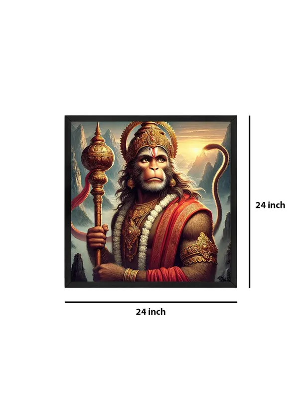 Box_Fiber_Frame_Canvas_Wrapped_Painting_of_Lord_Hanuman_with_Gada_-_Vedic_Inspired_Wall_Art_for_Meditation_Room_-24X24_Inches_(BLF24X240514)