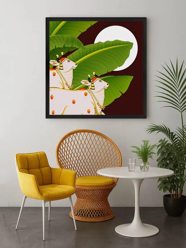 Box_Fiber_Frame_Traditional_Indian_Cow_Art_Print_-_Decorative_White_Cows_with_Lush_Green_Leaves_and_Full_Moon_for_Vibrant_Home_D�cor_(BLF36X360164)