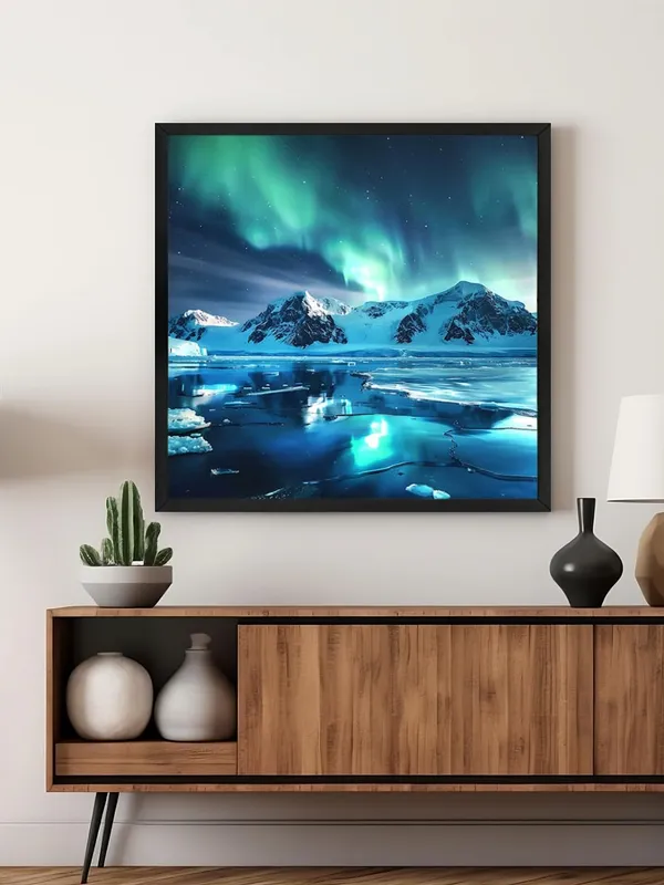 Box_Fiber_Frame_Frozen_Splendor_Canvas-Wrapped_Painting_24X24_-_Icy_Mountains_Under_Green_Sky_(BLF24X240342)