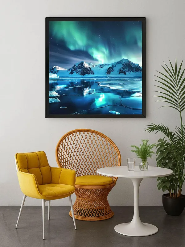 Box_Fiber_Frame_Frozen_Splendor_Canvas-Wrapped_Painting_24X24_-_Icy_Mountains_Under_Green_Sky_(BLF24X240342)
