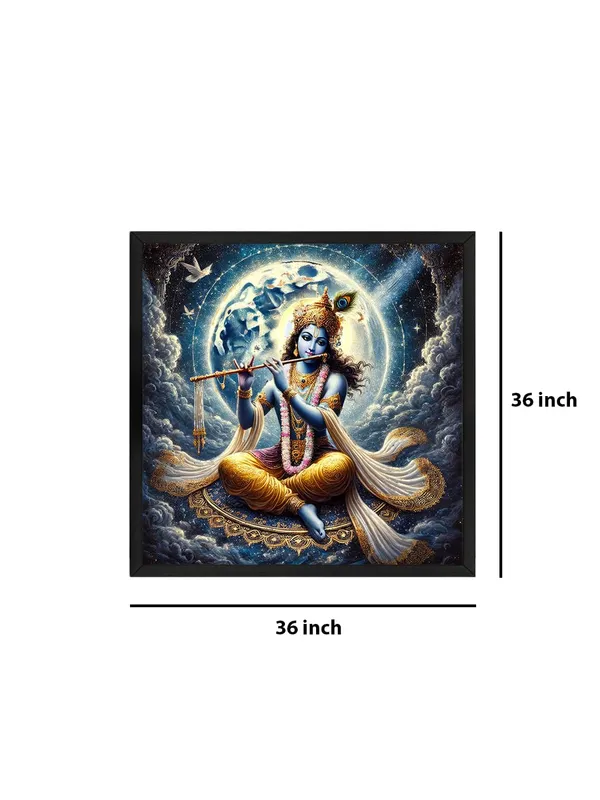 Box_Fiber_Frame_Divine_Krishna_with_Flute_under_Full_Moon_Canvas-Wrapped_Painting,_�_Tranquil_D�cor_36X36_Inches_(BLF36X360522)