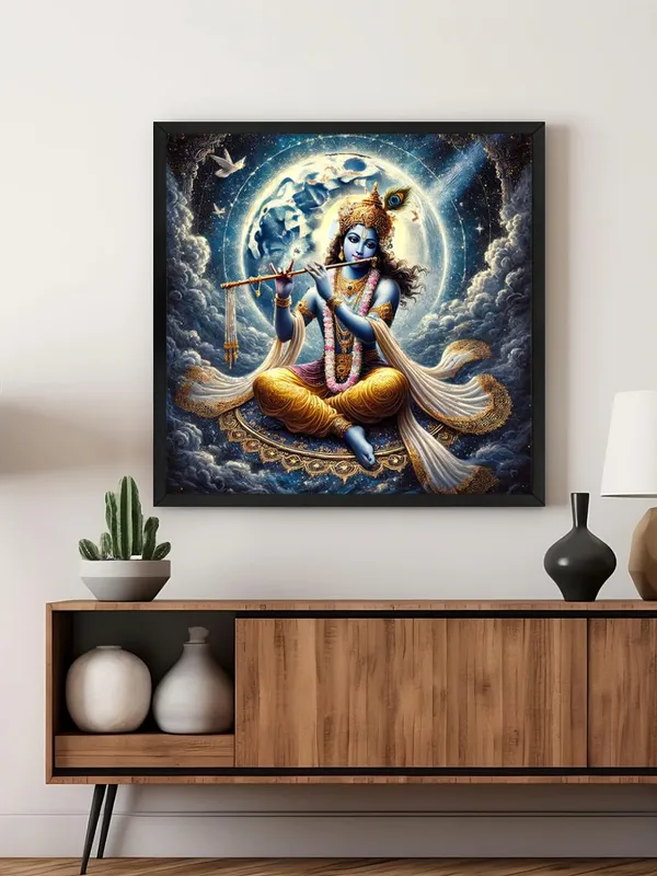 Box_Fiber_Frame_Divine_Krishna_with_Flute_under_Full_Moon_Canvas-Wrapped_Painting,_�_Tranquil_D�cor_36X36_Inches_(BLF36X360522)