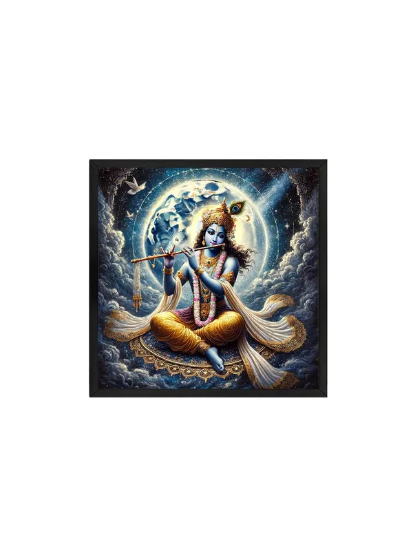 Box_Fiber_Frame_Divine_Krishna_with_Flute_under_Full_Moon_Canvas-Wrapped_Painting,_�_Tranquil_D�cor_36X36_Inches_(BLF36X360522)