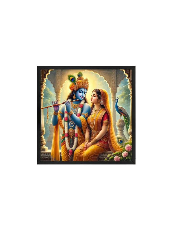 Box_Fiber_Frame_Canvas_Wrapped_Painting_of_Krishna_Playing_Flute_with_Radha_-_Spiritual_Decor_for_Home_and_Office_-_24X24_Inches_(BLF24X240511)