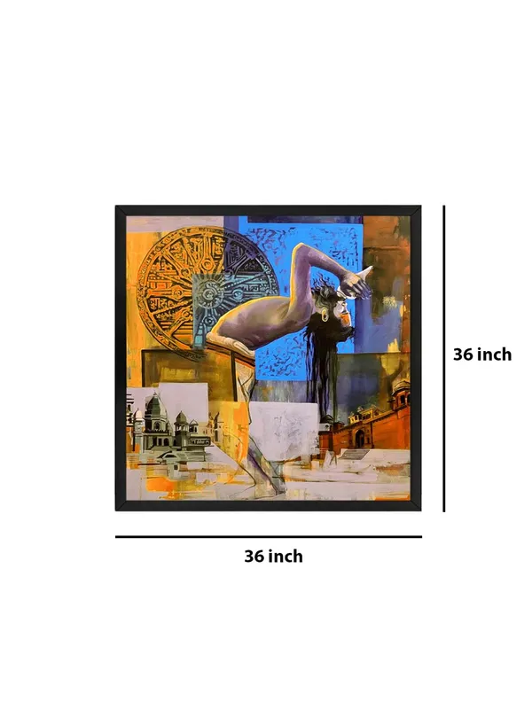 Box_Fiber_Frame_Abstract_Expression_of_Indian_Spirituality_with_Temple_and_Historical_Symbols_-_Canvas_Painting_(BLF36X360251)
