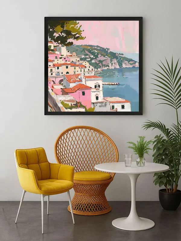 Box_Fiber_Frame_Canvas-Wrapped_Mediterranean_Coastal_Town_Painting,_36X36_�_Scenic_Seaside_View,_Vibrant_Colors,_Travel-Inspired_Wall_Art_(BLF36X360441)