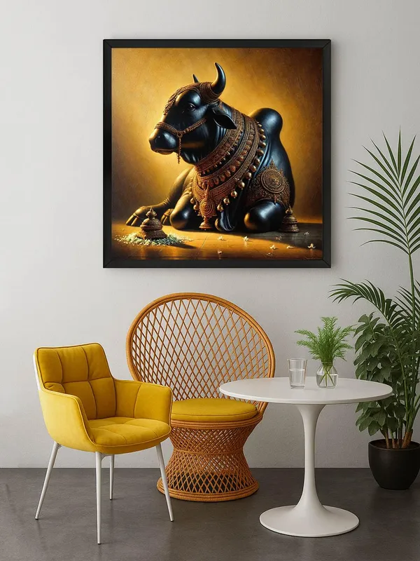 Box_Fiber_Frame_Canvas_Wrapped_Painting_of_Sacred_Nandi_Bull_-_Traditional_Spiritual_Decor_for_Homes_-_36X36_Inches_(BLF36X360551)
