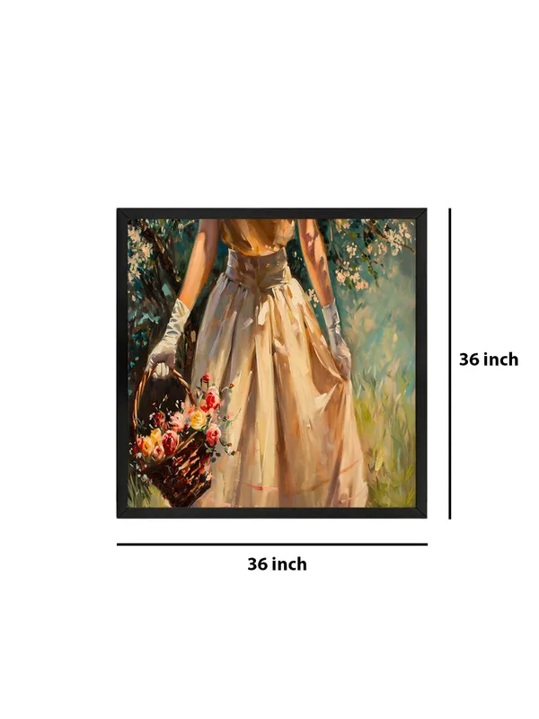 Box_Fiber_Frame_Vintage_Elegance_Lady_with_Basket_Canvas-Wrapped_Painting_-_36X36_|_Romantic_and_Timeless_Decor_(BLF36X360431)