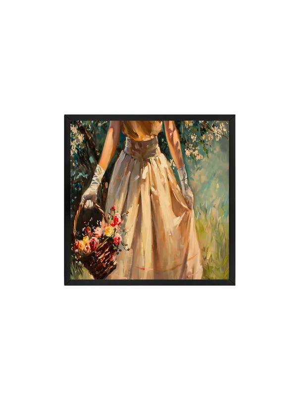 Box_Fiber_Frame_Vintage_Elegance_Lady_with_Basket_Canvas-Wrapped_Painting_-_36X36_|_Romantic_and_Timeless_Decor_(BLF36X360431)